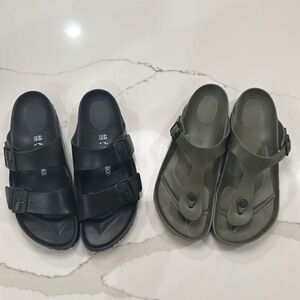 Birkenstock Rubber sandals. 2pair. Olive green and Black.